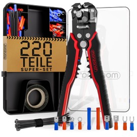 MONZANA® Wire Stripper 3-in-1 Set 220 Pieces Accessory Box 0.2-6 mm² Steel Automatic Insulation Tape Cable Tie Electric Stripping Tool Crimping Tool Cable