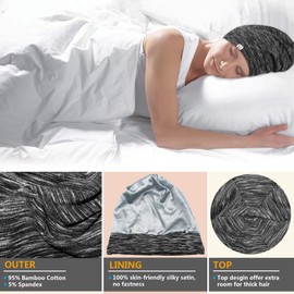 Silk Bonnet Sleep Cap-Satin Sleeping Cap for Women and Men,Soft and Comfortable of Silk Night Cap,Large Beanie Hat & Adjustable of Shower Cap Hair Cover Bonnets Used for Natural Curly Hair Protection