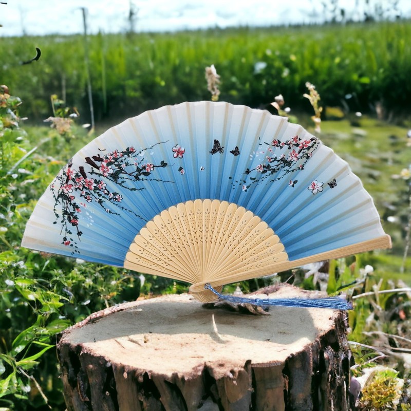 Starlet24 Foldable Bamboo Hand Fan Folding Fan with Tassel Fan