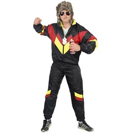 Foxxeo 80s Costume for Adults Premium 80s Tracksuit Assi – Men's Size S–XXXXL – Carnival Suit, Colour Black Red Yellow, Size: XXL: