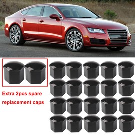 Kiligen 22pcs Auto Short Nuts Lightweight Wheel Nuts Wheel Dress Up Set Nut Cover Black Fits Bolts and Nuts (19mm Diameter)