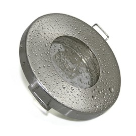 Set of 3 LED Recessed Spotlights IP65 Brushed Stainless Steel Effect - Includes Replaceable GU10 5W LED (3000K Warm White, 410LM) - Ideal for Bathroom, Shower, Canopy, Recessed Spotlight, Ceiling