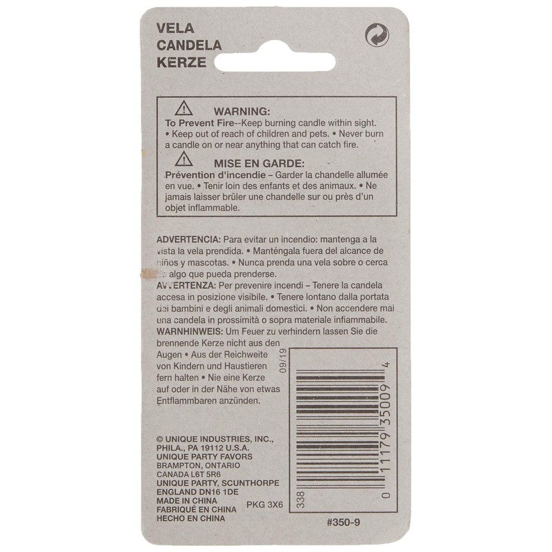 Rainbow Number 9 Birthday Candle, 1 Ct.