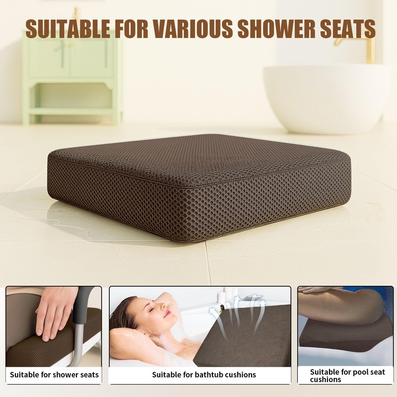 2 Pack Shower Bench Cushion, Soft Chair Pad for Elderly