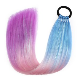 Ponytail Extension with Hair Tie, 20 inch Colorful Tinsel Ponytail for Festival Braids, Colored Hair Extensions, 1 Pack Rave Hair