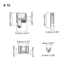uxcell 4Sets Zipper Repair Kits, #10 Retainer Box & Insertion Pins, Top & Bottom Stops, Slider Retainers for Bags Coats Zippers Replacing, Silver Tone
