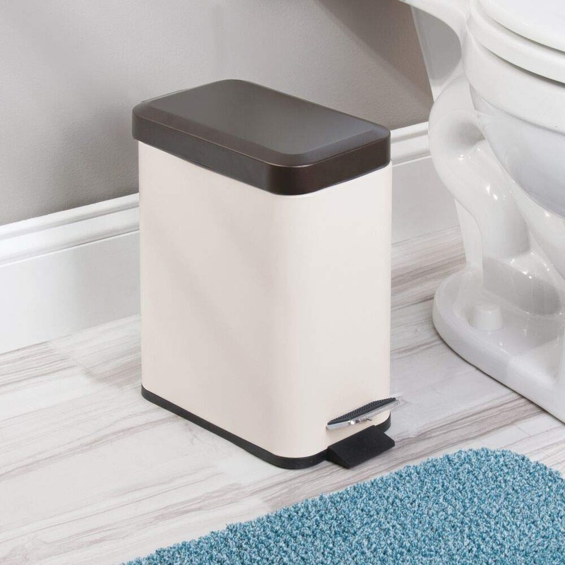 mDesign Small Modern 1.3 Gallon Rectangle Metal Lidded Step Trash