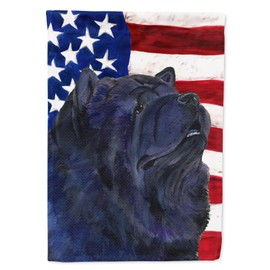 Caroline's Treasures SS4028GF USA American Flag with Chow Chow Garden Flag Mailbox Flag Decorative Yard Flag Banner Outside Patio Artwork Yard Flower Beds, Garden Size, Multicolor