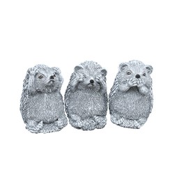 Stone and Style Stone Figurine Set of 3 Hedgehogs See Nothing Hear Saying Frost-Proof Cast Stone