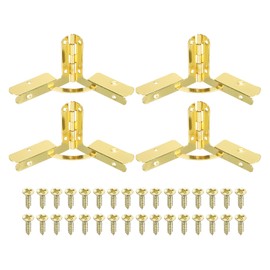 PATIKIL 90 Degree Folding Support Hinge 1.6" x 2.1", 4 Pack Furniture Box Hinges with Screws for Jewelry Wine Cabinet Wooden Box Drawer, Gold