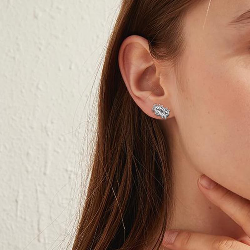 Sterling Silver Pillbug Stud Earrings for Women Pillbug, Doodlebug, Roly