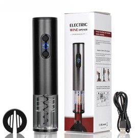 Electric Wine opener-Rechargeable (Black),Electric bottle opener, automatic bottle opener, grape wine set. gift for move to new house, gift for friends, gfit for birthday.