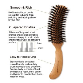 Terra Distribution Boar Bristle Hair Brush [ Made in Japan ] 100% Natural Bristle Hair Brush