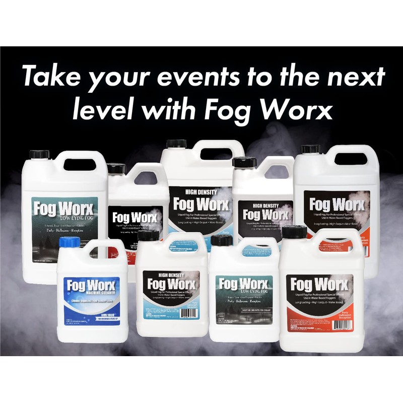 Fogworx Low Lying Fog Juice, Long Lasting Low Lying Indoor-Outdoor