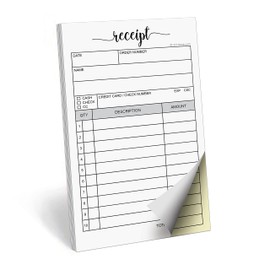 321Done Receipt Pad, 3.4x5.5 Handheld 2-Part Carbonless, Made in USA, Carbon Duplicate Copy Sales Order Form, Invoice Booklet, Cute Convenient for Small Boutique Business (50 Sets) White/Yellow