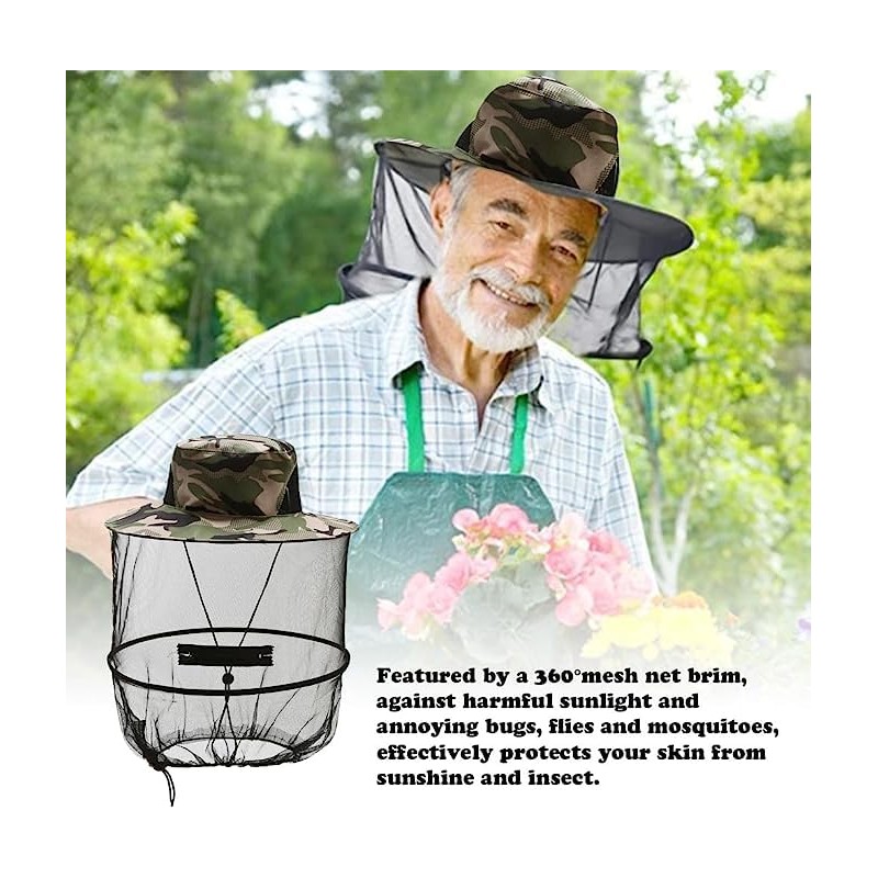 JRGTDS 2 Pack Mosquito Head Net Hat,Sun Hat Bucket Hat