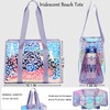 JIANYA Beach Bag for Women, Iridescent Tote Bag Waterproof Sandproof