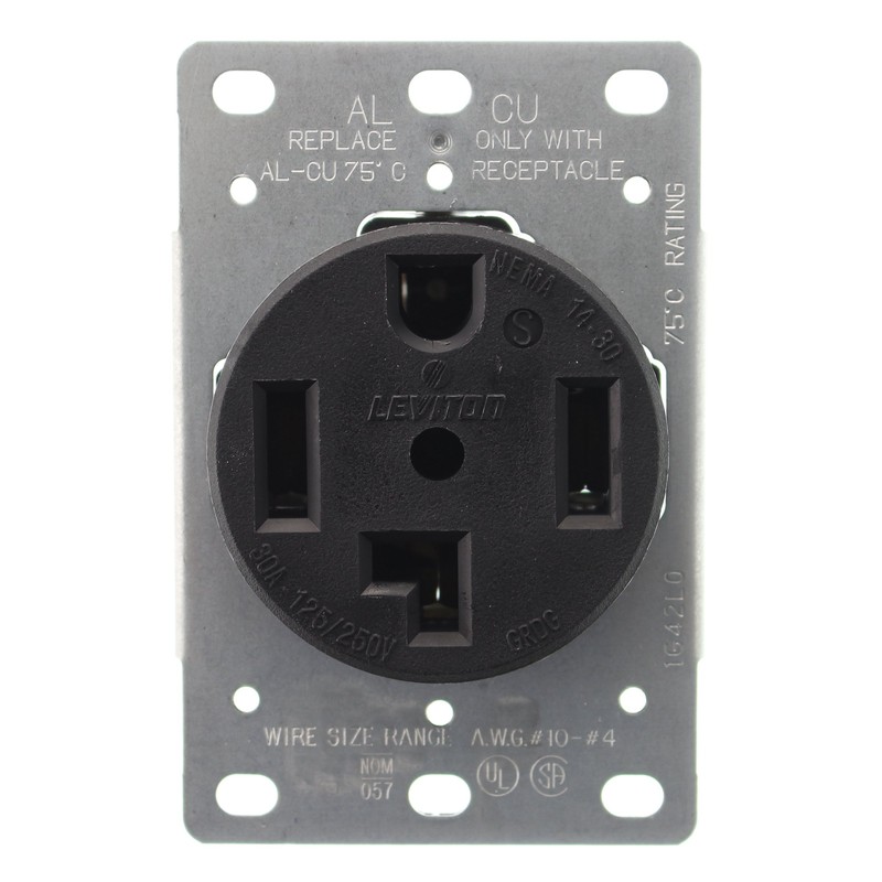 Leviton 4-Wire, 30-Amp, 250V Flush Mount Dryer Receptacle, 278-S00