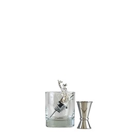 Selbrae House Stag Glass Pourer & Jigger Home Bar Set, 3.35 x 3.74, Silver