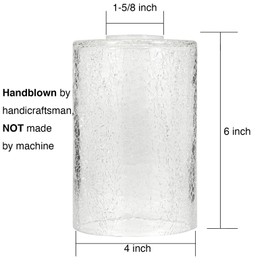 GoldSwift 3 Pack Clear Crackle Glass Lamp Shade Replacement, 6" Tall, Crackle Effect Cylinder Glass Lampshade Globe Cover for Chandelier Pendant Light Wall Sconce Lighting Fixture, 1-5/8 Inch Fitter