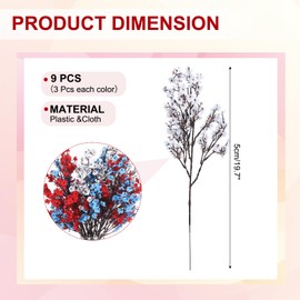 PATIKIL Artificial Flowers, 9pcs European Fake Flowers DIY Bouquet Fake Floral for Home Garden Kitchen Decor Wedding Party Decoration Red/White/Blue