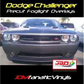 JDMFV fits: DODGE Challenger SRT  SMOKED Fog Light Overlays TINT VINYL WRAP Kit SMOKE