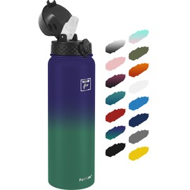 Fanhaw 1L Stainless Steel Insulated Sports Water Bottles with Straw for Kids, Men and Women(Purple Green)