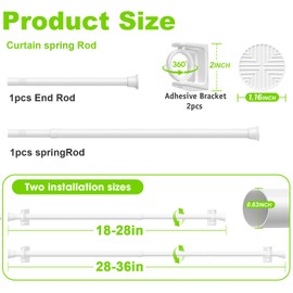 White Tension Rod 18-36Inch Small Tension Curtain Rods for Windows Adjustable Curtain Rods No Drilling Spring Rod Short Tension Rods for Doorway,Closet,Kitchen,Window