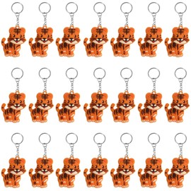 iMagitek 24 Pack Tiger Keychains Safari Animal Keychains for Tiger Themed Party Favors, Jungle Safari Party Favors, Kids Birthday Party Bag Fillers, School Carnival Rewards