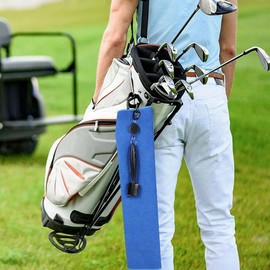 QeeHeng 2 x Golf Towel Funny Golf Towel with Clip for Golf Bags for Men Trifold Microfiber Waffle Pattern Golf Towel Set (Black+Blue)
