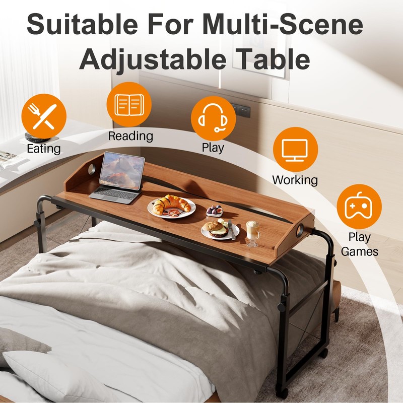 BYMECOST Laptop Desk for Bed, Adjustable Height & Length Laptop
