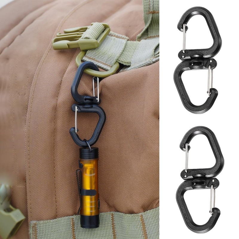 SquEqu 5 Pack Dual Locking Carabiner Clips with Double-Ended Wiregate