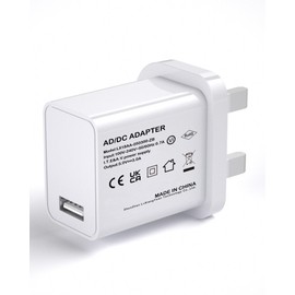 5V 3A 15W White USB Charger, UK Usb Plug, USB-A Output, 100V-240V Input, for Phone, Tablet, Speakers