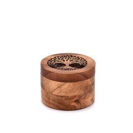 Samhita Handmade Acacia Wood Urn for Human Ashes, Tree of Life Wooden Box Urns for Ashes - Cremation Pet Urns for Dogs Ashes, Urn for Ashes (3.5" x 3.5" x 2.5")