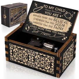 CUISH Large Music Box for Child, Auto Play Music - You are My Sunshine Melody, Engraved Vintage Musical Box Case Birthday for Daughter Son from Mom