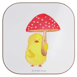 Mr. & Mrs. Panda Square coasters chick toadstool - Easter gifts, Easter decoration, gift, glass coasters, Happy Easter, Easter decoration, Easter bunny, gift for Easter, Easter greetings, drinks underlay