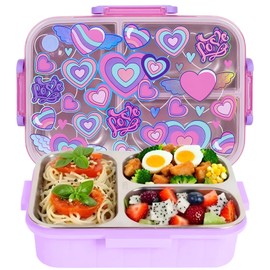 Fiambrera Bento de acero inoxidable para niños, 800 ml/28 onzas, sin BPA, a prueba de fugas, con 3 compartimentos, apto para congelador y lavavajillas, para estudiantes de regreso a clase, almuerzos