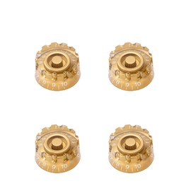 DIAO79NI Metric Coarse-knurled 18 Splines Speed Knobs for Epiphone Les Paul SG Electric Guitar, Gold/White (Set of 4)