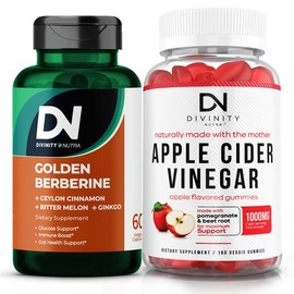 Divinity Nutra DN 4-in-1 Golden Berberine Supplement 1500mg, Glucose Support, with Ceylon Cinnamon Bitter Melon Ginkgo, Support Gut Health, Metabolism, Wellness, 60 Capsules, Divinity Nutra, C - Specification: Golden Glucose Duo Pack