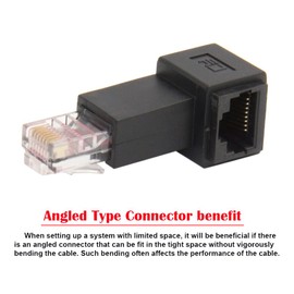 NFHK Left Angled 90 Degree 8P8C FTP STP UTP Cat 5e Male to Female LAN Ethernet Network Extension Adapter