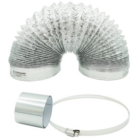 A'sTool Ventilation Duct Hose, Exhaust, for Blower, Bellow Duct, Mounting Bracket, Stainless Steel, with Hose Band, Aluminum Tape, 1.5 Meters