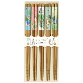 Aoba 527510 Chopsticks Dishwasher Safe Guest Chopsticks Peter Rabbit Set of 5 Pairs Brown Approx. 0.6 x 0.3 x Length 9.6 inches (1.6 x 0.8 x 22.6 cm)