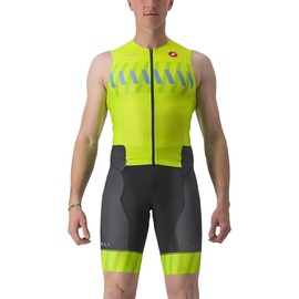 Castelli Free Sanremo 2 Sleeveless Tri Suit - Men's Electric Lime/Niagara Blue, M