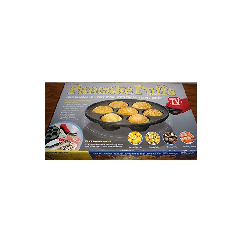 Harvest Direct Pancake Puff Aebleskiver Pan - Black Cast Iron