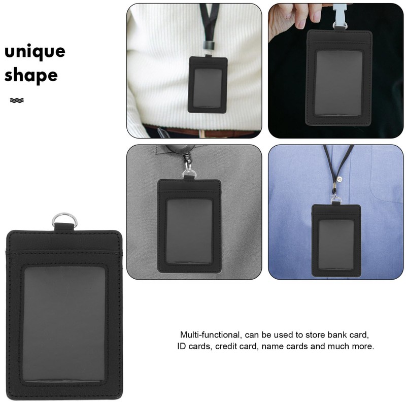 TEHAUX 2pcs Pu Card Sleeve Id Badge Holder for Office
