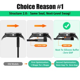 AGVEE 2 Pack 3.3ft Charger Cable for Garmin Watch, L-Shape Zero Gap Braided Charging Cord for Fenix, Forerunner, Vivoactive, Instinct, Venu, Tactix, Approach, D2, Quatix Series, Dark Gray