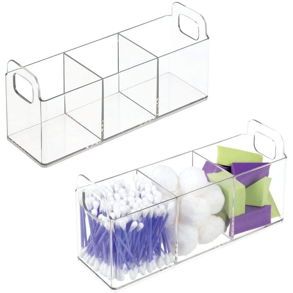 mDesign Cosmetic Vanity Catch-All Organizer to Hold Makeup Products - Pack of 2, Clear
