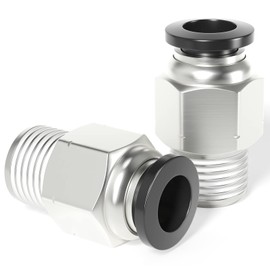 TAILONZ PNEUMATIC Male Straight 3/8 Inch Tube OD x 1/8 Inch NPT Thread Push to Connect Fittings PC-3/8-N1 (Pack of 2)