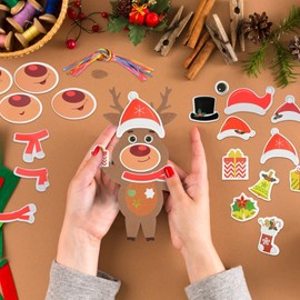 LAMEK 12 Reindeer Craft Sets Children Creative Christmas Crafts for Crafts Creative Sets Foam Rubber Craft for Boys Girls Christmas Tree Winter New Year