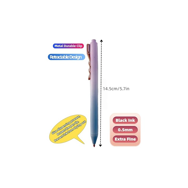 Fengtaiyuan Zi05, Stylish Gradient Color Pen, Black Ink, 0.5mm Extra